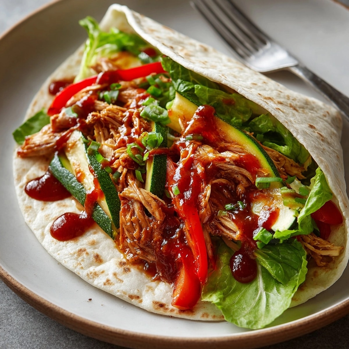 Freshly grilled BBQ Chicken and Roasted Veggie Wraps sliced and ready for lunch