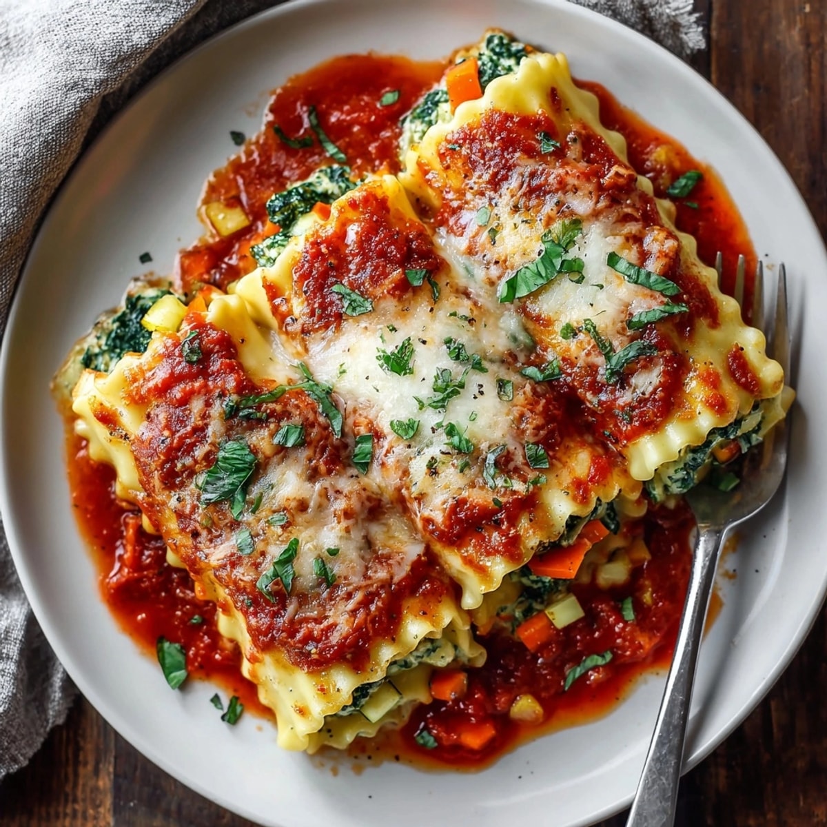 Cheesy freezable vegetable lasagna rolls filled with garden vegetables, perfect for convenient weeknight meals.