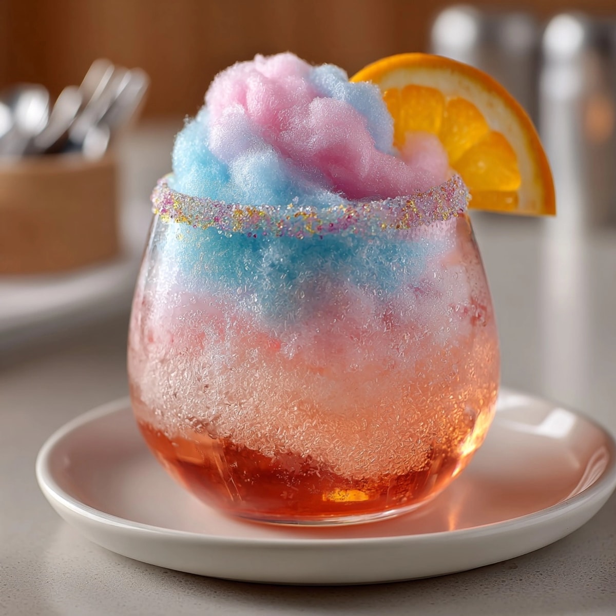 Sweet Hocus Pocus Cotton Candy Cocktail &ndash; vanilla vodka orange liqueur and cranberry fusion