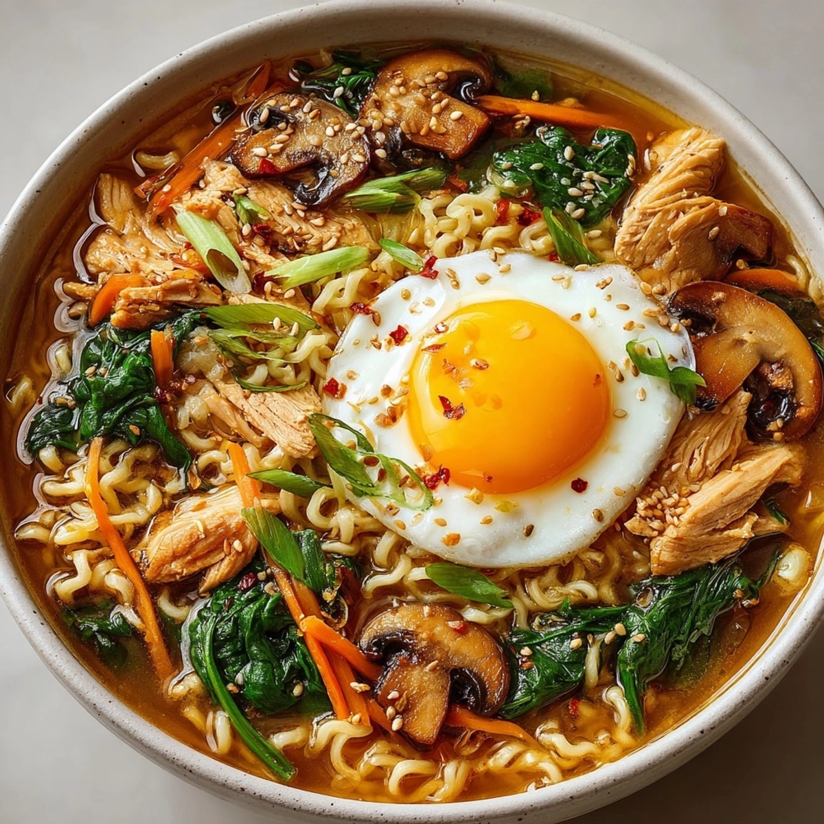 Homemade Canned Soup Ramen Upgrade with poached egg, a restaurant-quality bowl.
