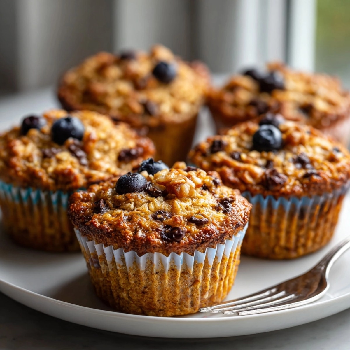 Fluffy Baked Oatmeal Muffin Cups in a tin; a simple, customizable, healthy breakfast treat.
