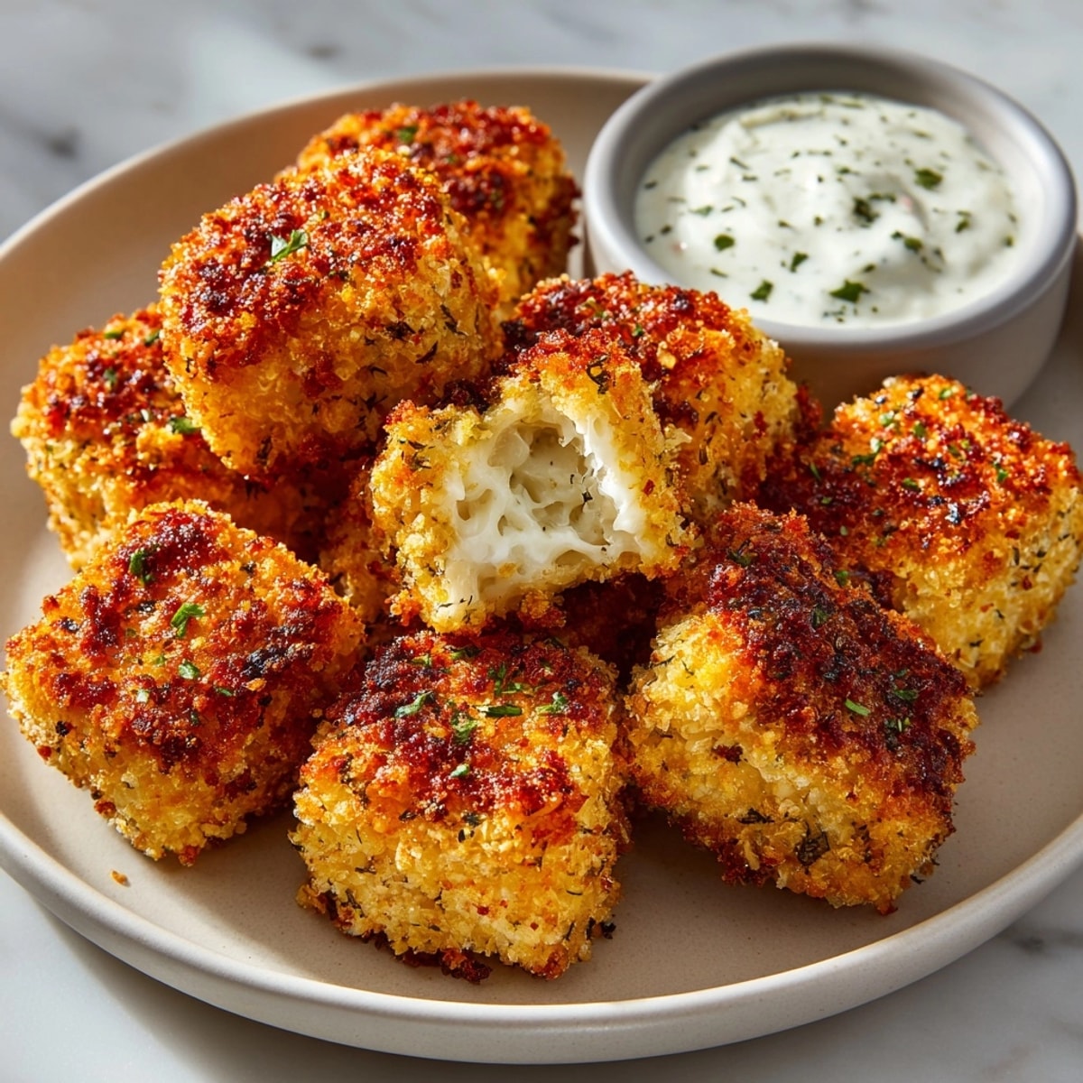 Crispy Air Fryer Tofu Nuggets: Golden brown, crunchy, and ready for dipping sauces.