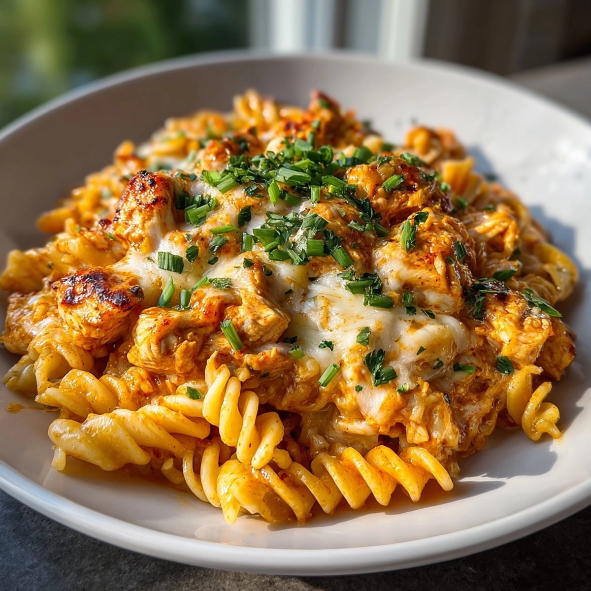Homemade Buffalo Chicken Pasta: a spicy, cheesy comfort food classic ready in under 40 minutes.