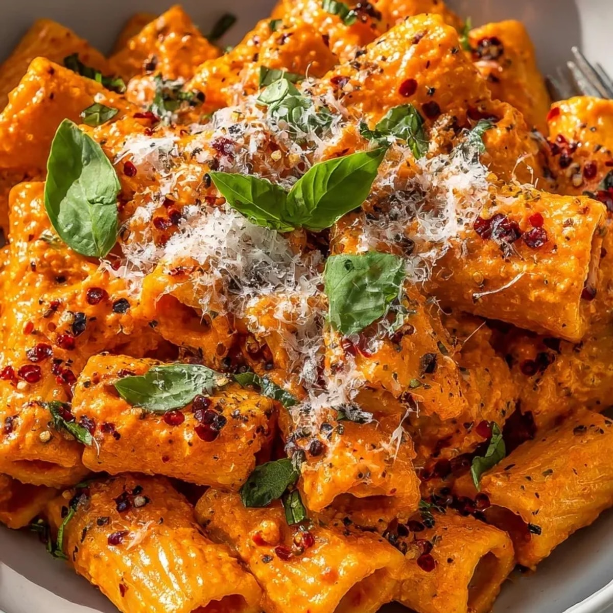 Creamy Spicy Vodka Rigatoni recipe photo: A vibrant, comforting pasta dish ready to serve.
