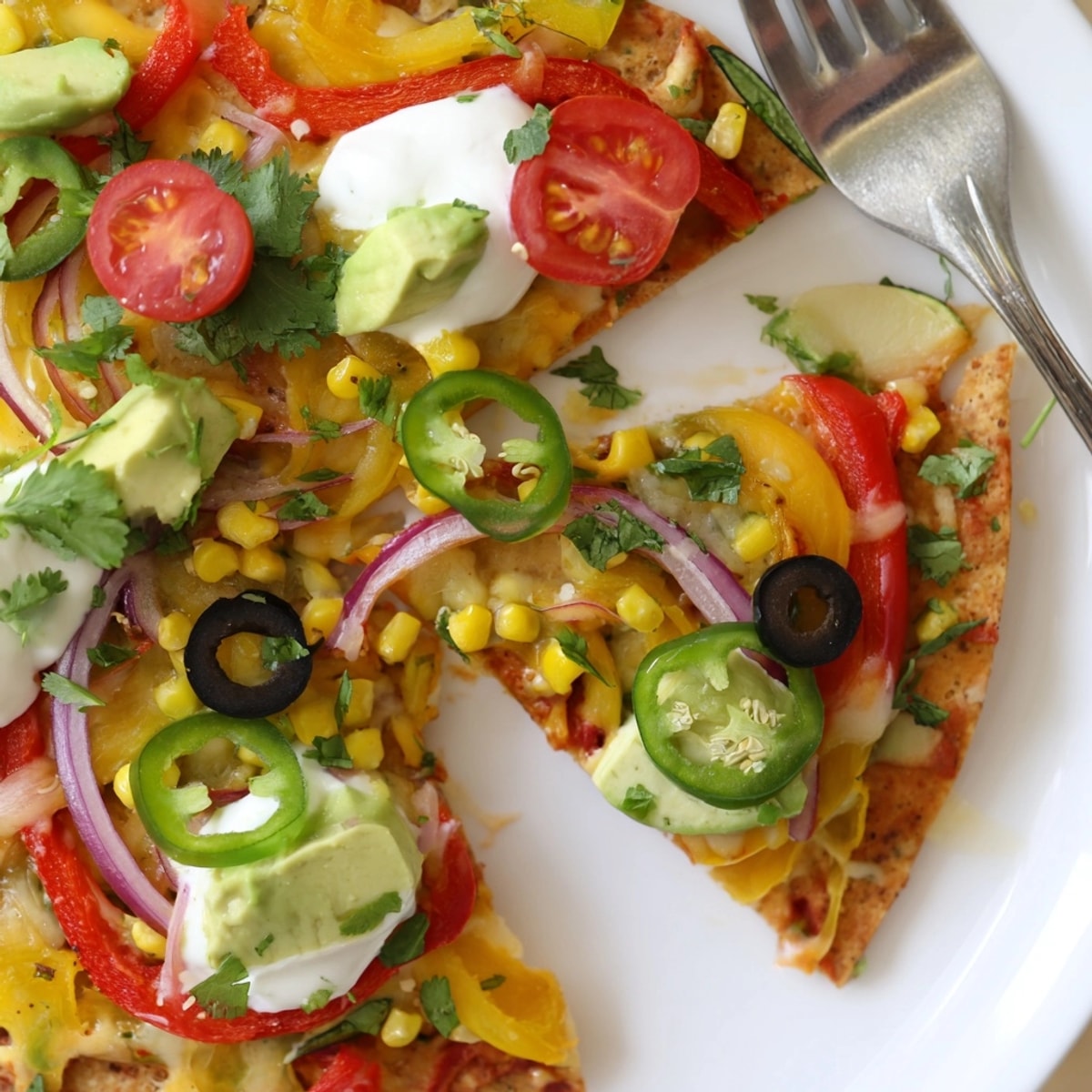Vibrant Sheet Pan Roasted Veggie Nachos, piled high, golden cheese melted and bubbly.