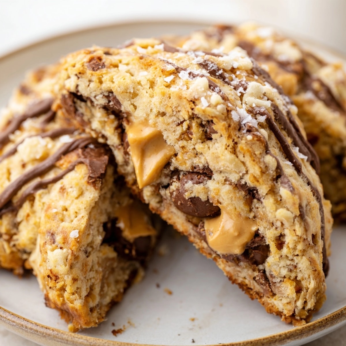 Golden brown Peanut Butter Chocolate Swirl Scones fresh from the oven, ready to eat.