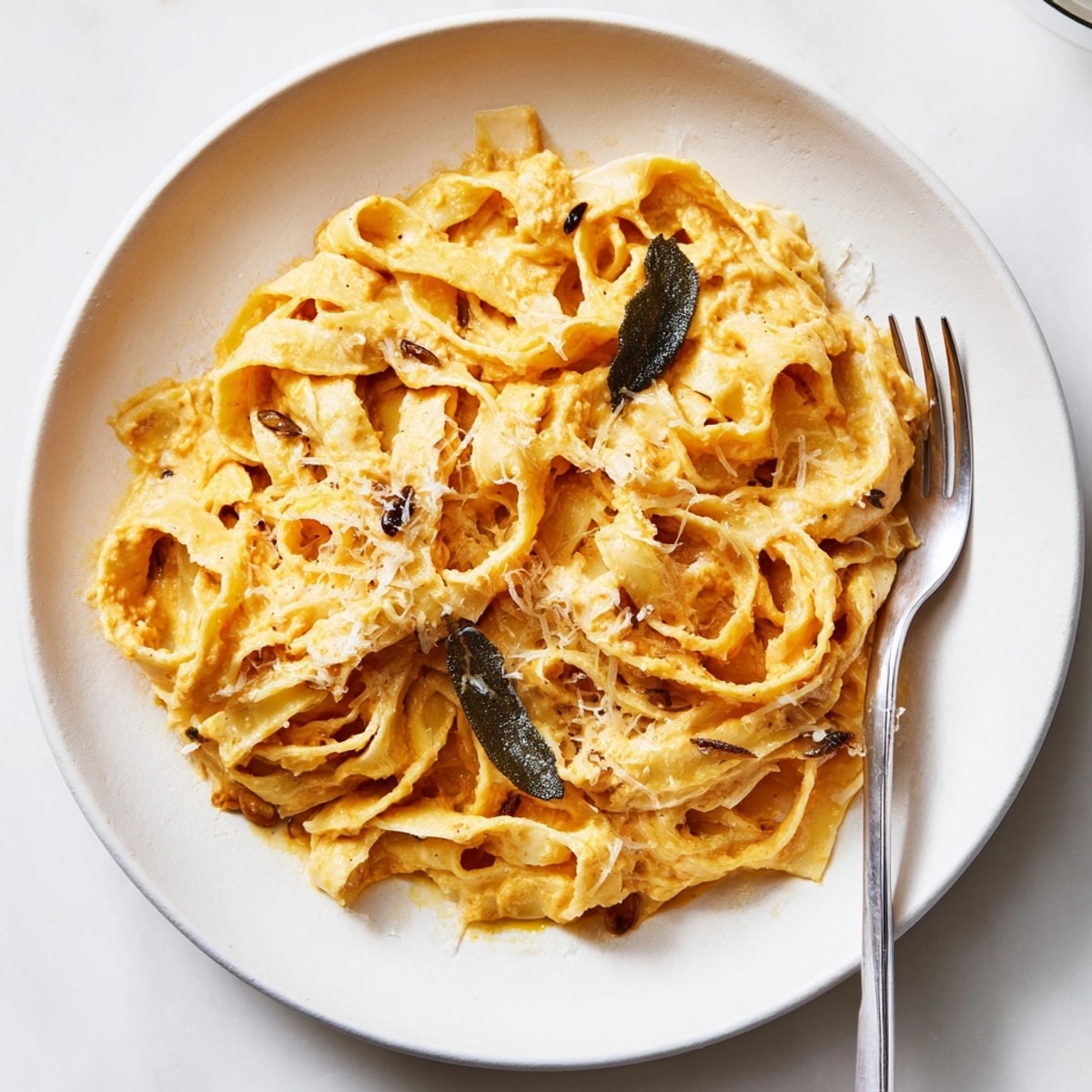 Close-up of tender Festive Pumpkin Pasta with Sage Brown Butter, ready to eat!