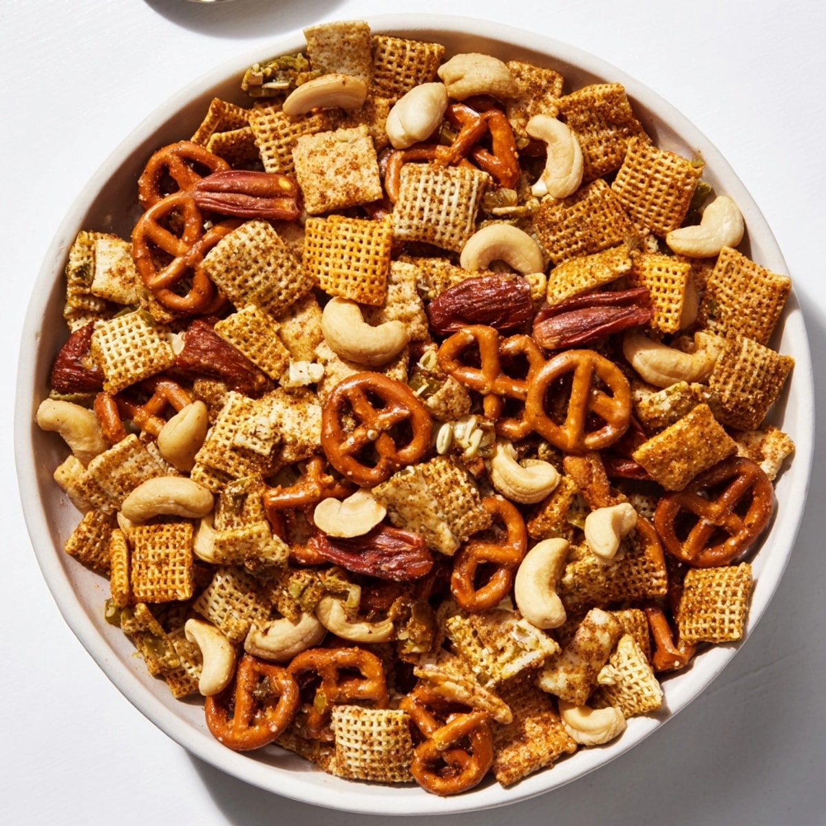 Imagine the aroma of warm spices in this Spicy Jalapeño Holiday Snack Mix.