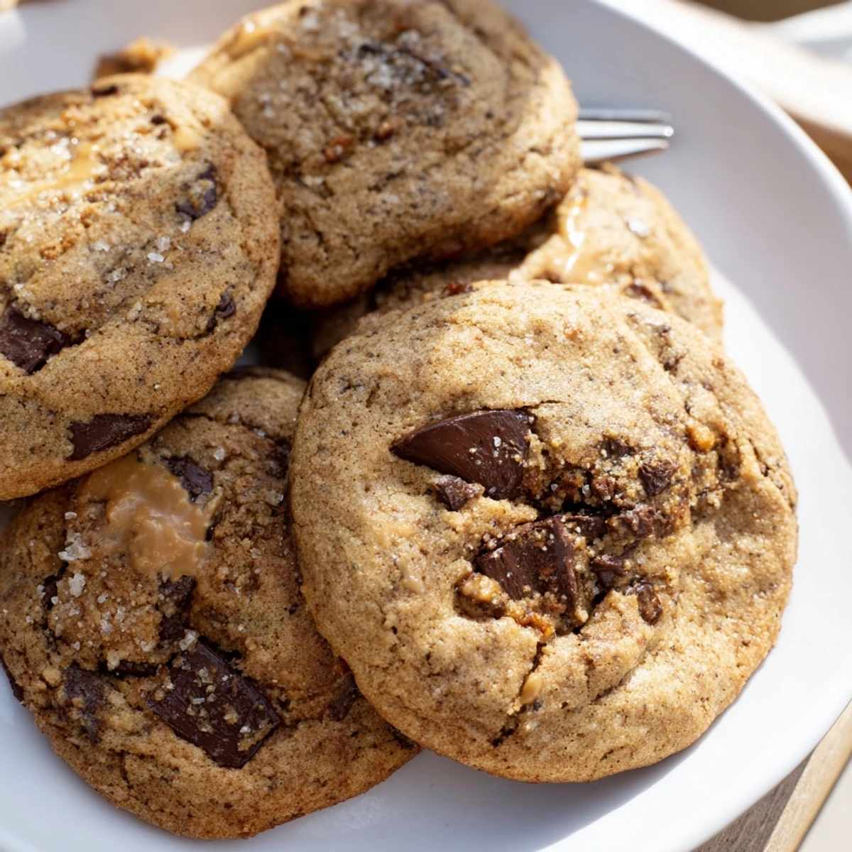 Warm, spiced pumpkin chocolate chip cookies drizzled with creamy pecan butter for fall bliss.
