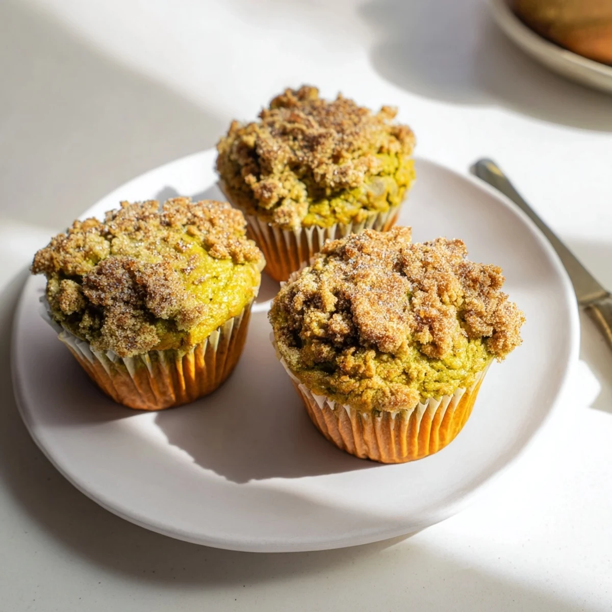 Matcha Pumpkin Streusel Muffins