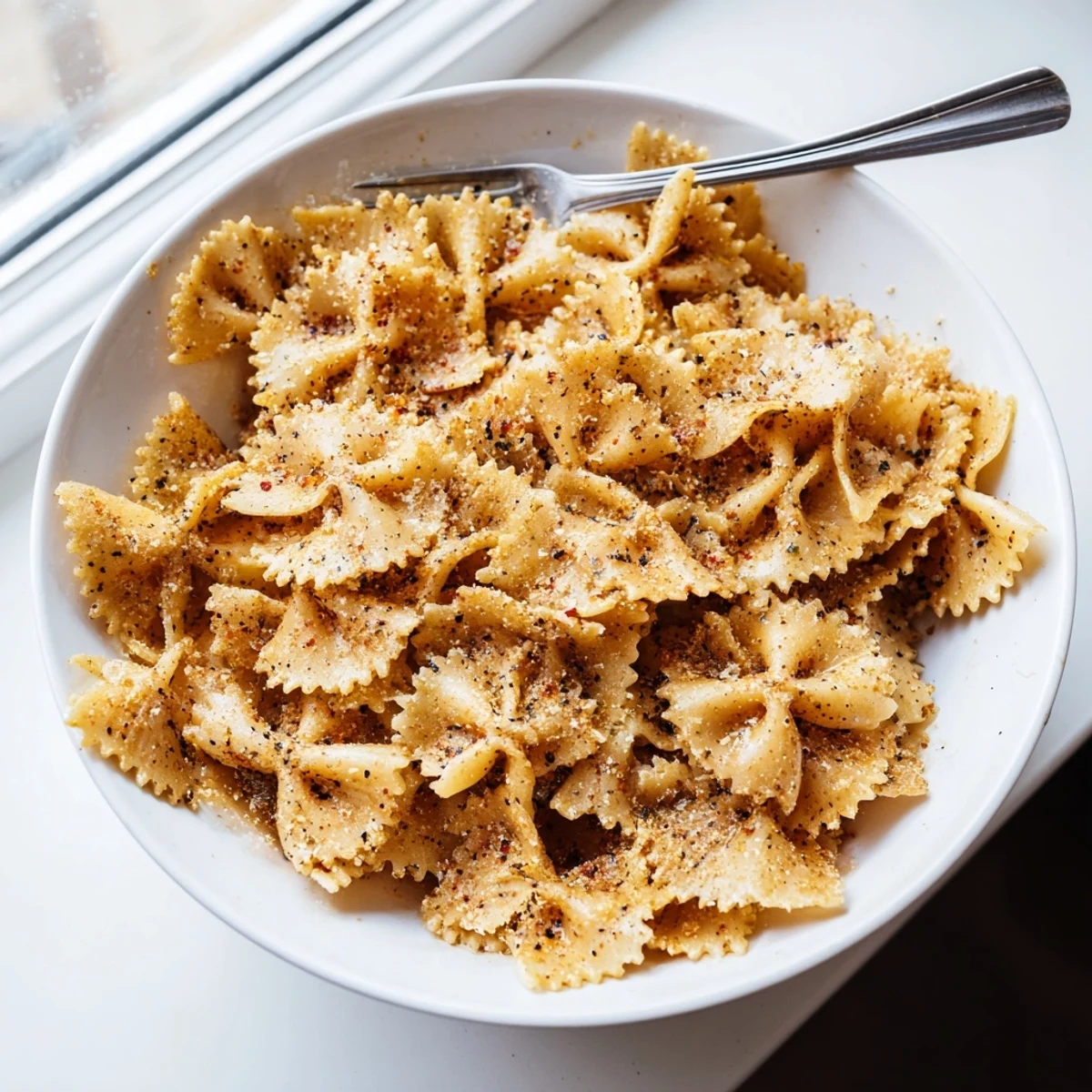 Crispy pasta chips seasoned variety served with dips for a flavorful snack.  