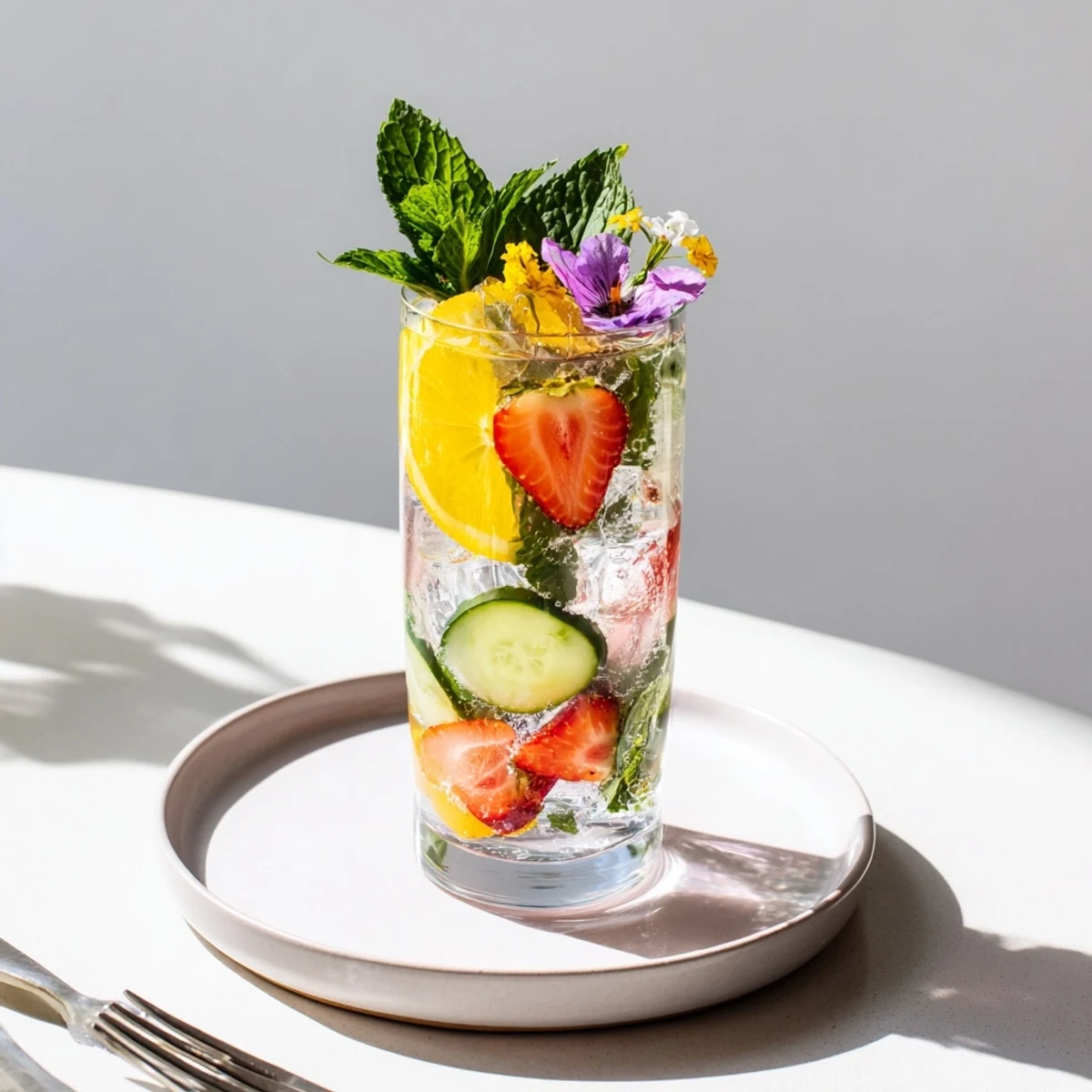 Refreshing water-based mocktails with fresh fruit and mint, perfect for summer gatherings.  