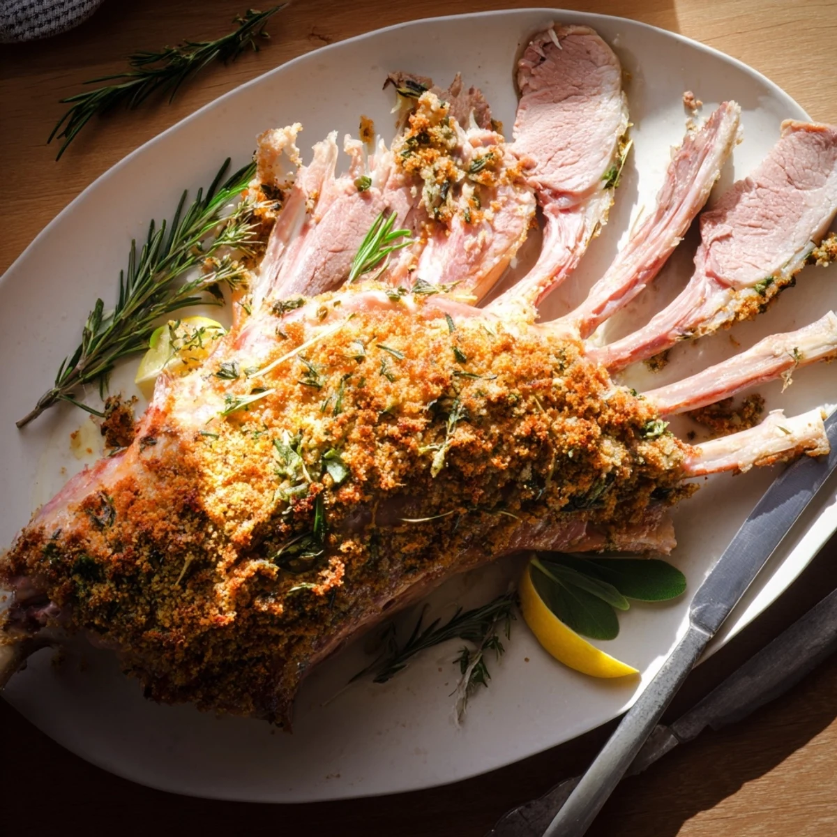 Herb-crusted roasted duck breast beautifully seared, juicy, and ready to serve.  