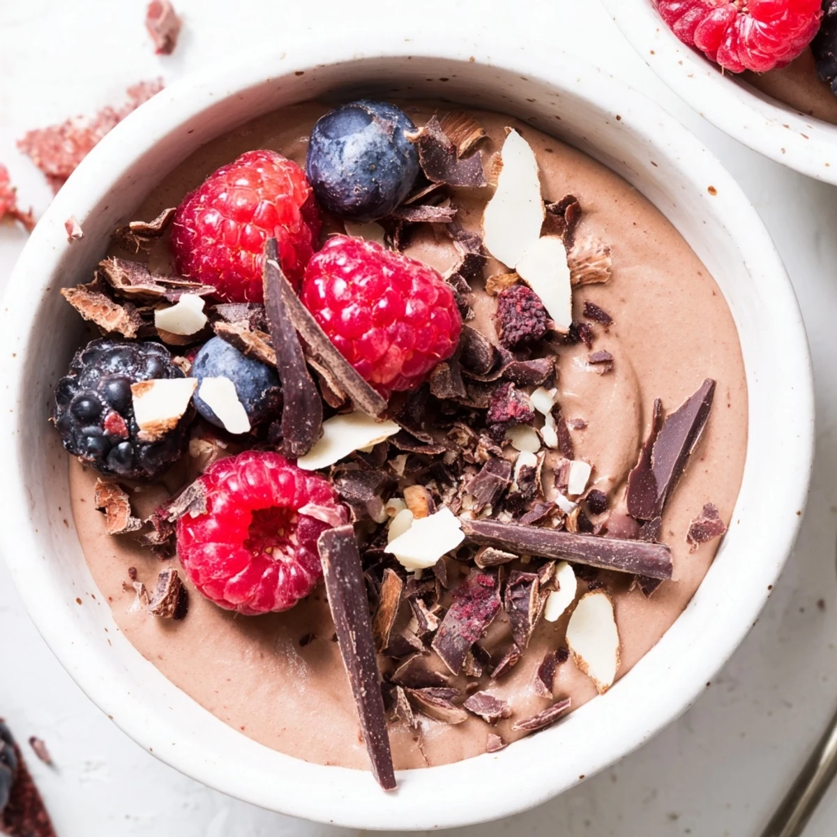 Rich, decadent No-Bake Cottage Cheese Chocolate Mousse, perfect for a quick and healthy treat, served in a glass.