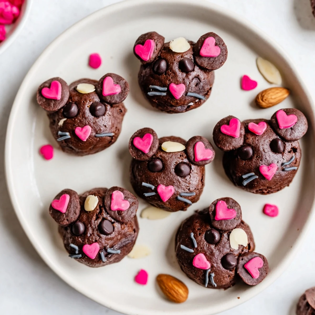 A charming view of the playful Silly Rat Cake Brownie Bites, rich chocolate treats ready to eat.