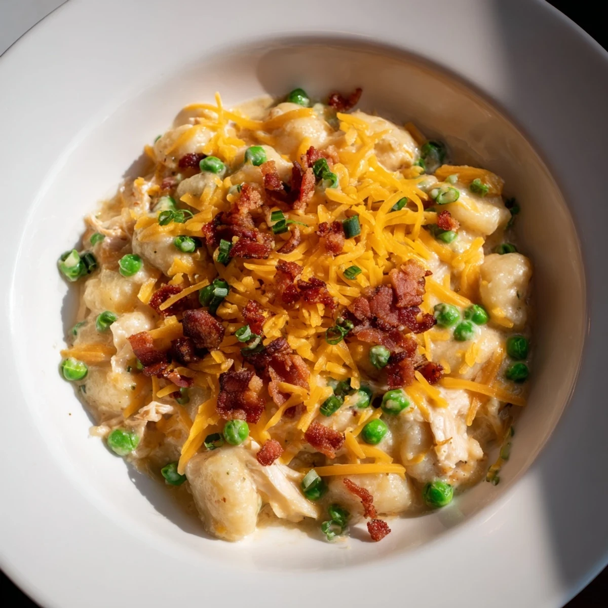 Creamy Crack Chicken Gnocchi, a comforting dinner, with golden chicken and melted cheese swirling in a rich sauce.