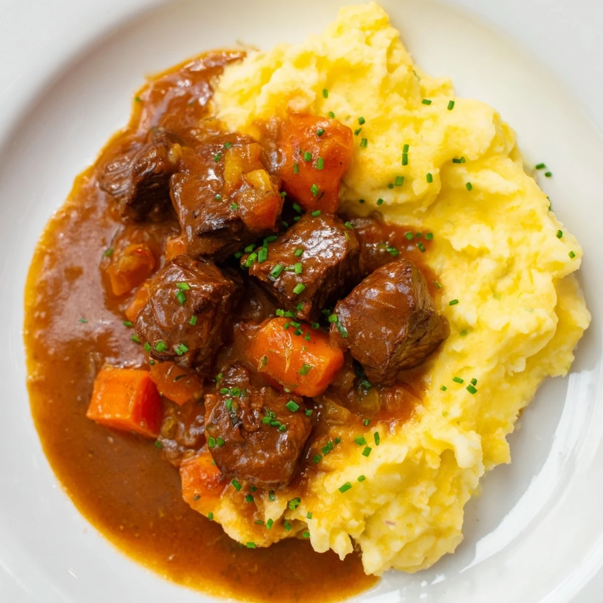 Hearty Fall Apple Cider Stew Mash featuring flavorful beef in a rich apple cider reduction with cheddar mash.