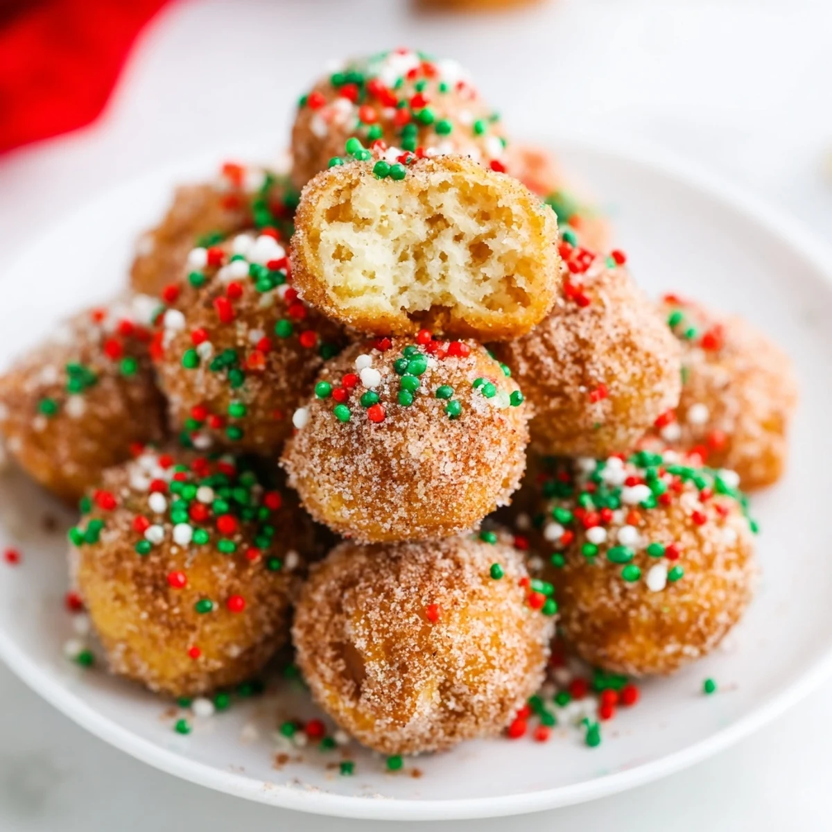 Bite into these perfectly cooked Air Fryer Christmas donut holes, wonderfully light and sprinkled cheerfully.