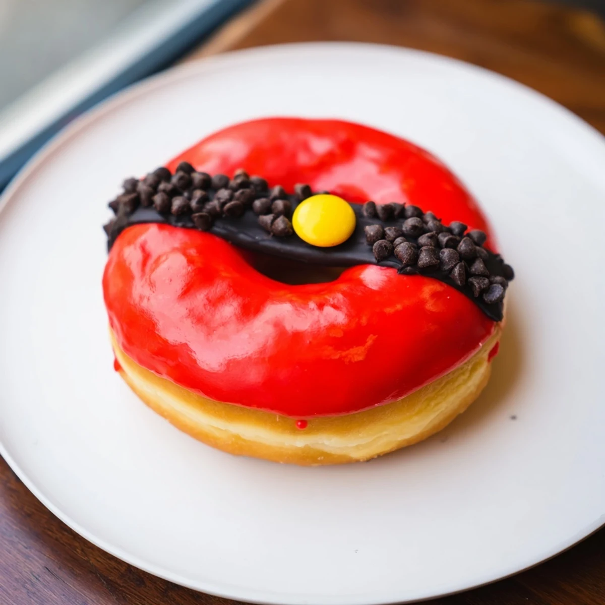 Fluffy Santa Belly Donuts, glazed in red with chocolate belt detail, ready to enjoy this Christmas.