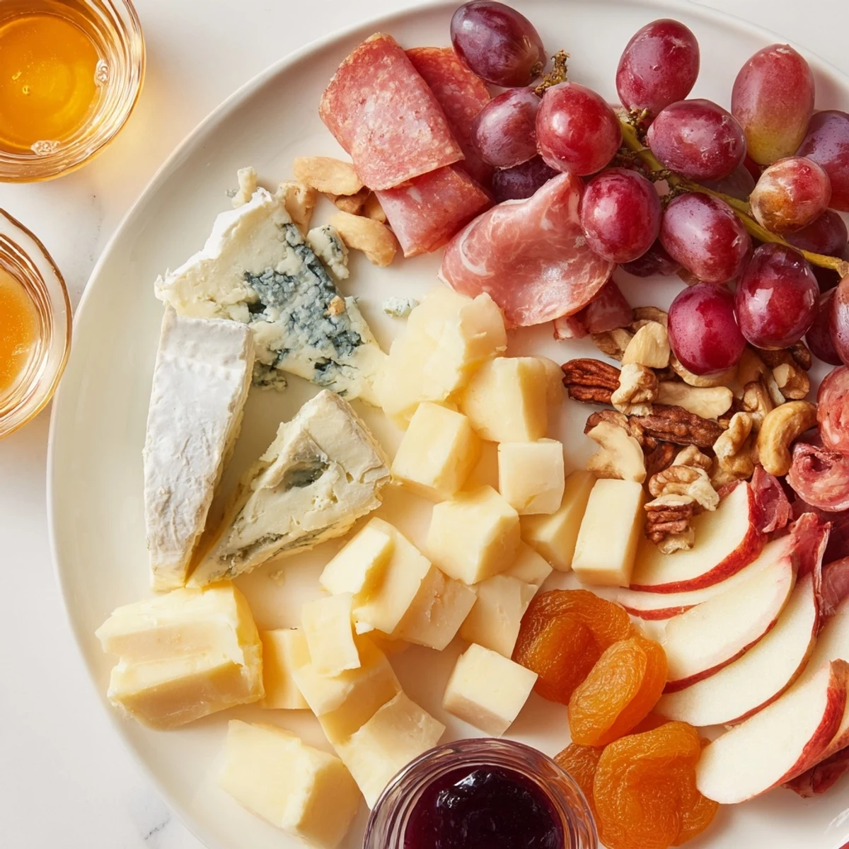 An inviting Moonlight Picnic Board displays vibrant fruits, cheeses, and cured meats for immediate enjoyment.