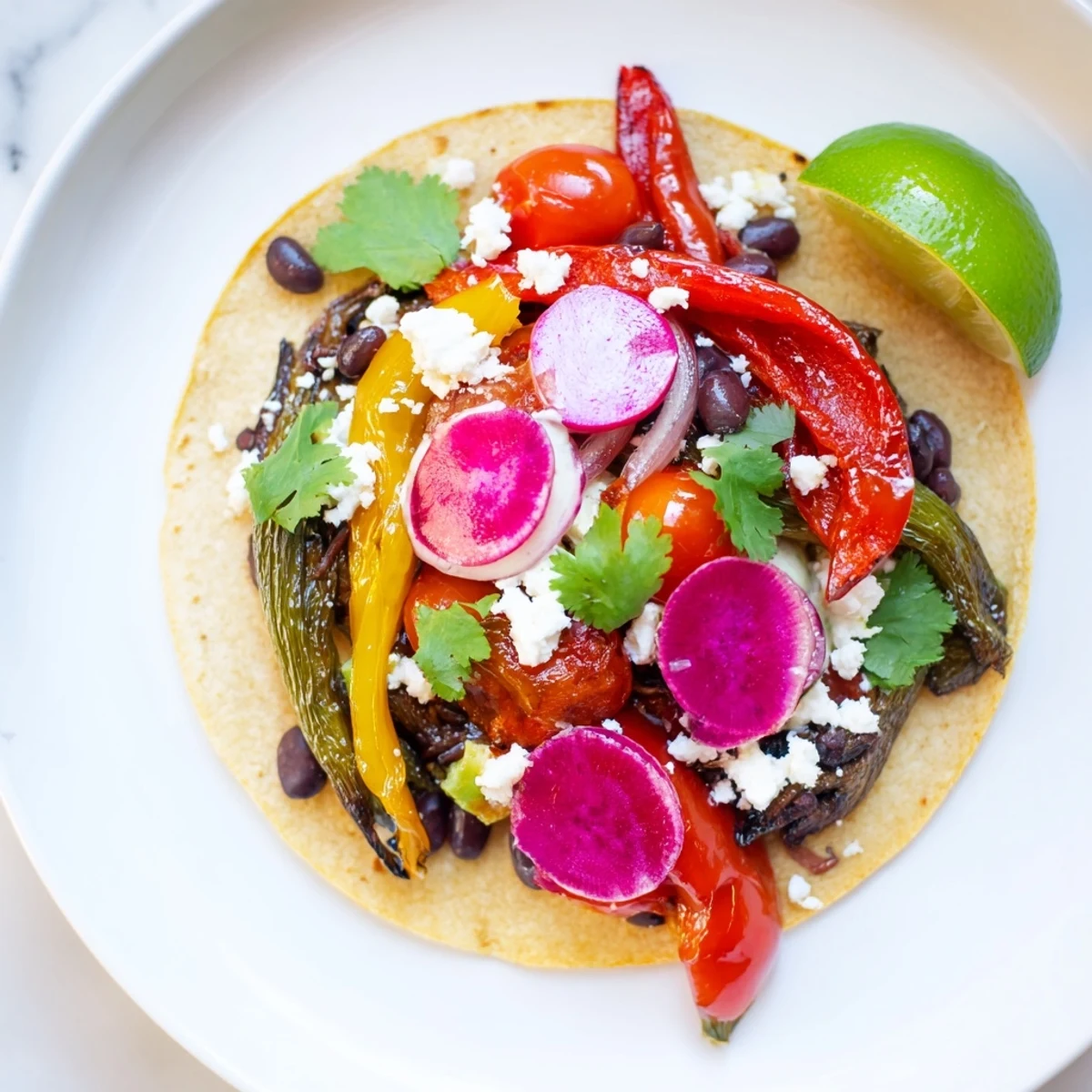 Desert Bloom Cactus Taco Board: A colorful Southwestern platter featuring roasted vegetables and fresh ingredients.