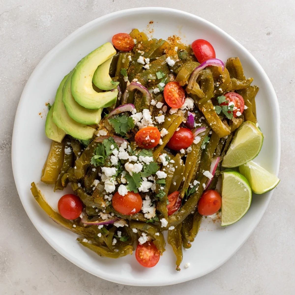 Savor the flavors of this Desert Cactus Taco Platter filled with fresh salsa, creamy avocado, and delicious nopales!