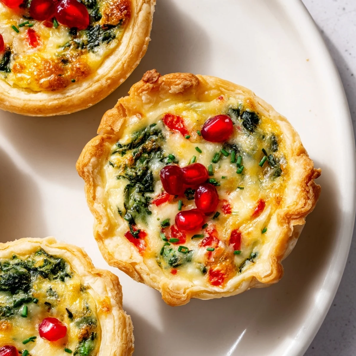 Golden-brown savory bites: mini quiche Christmas tree, a festive appetizer perfect for holiday gatherings.