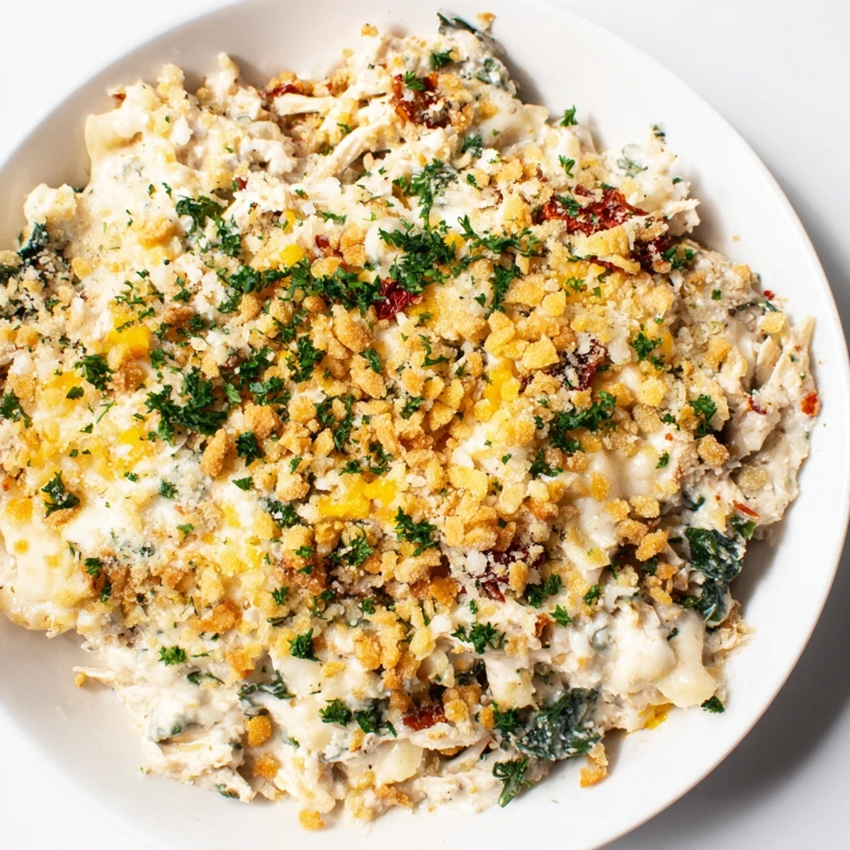 This scrumptious Marry Me Chicken Casserole image shows a comforting, rich meal bubbling in a baking dish.