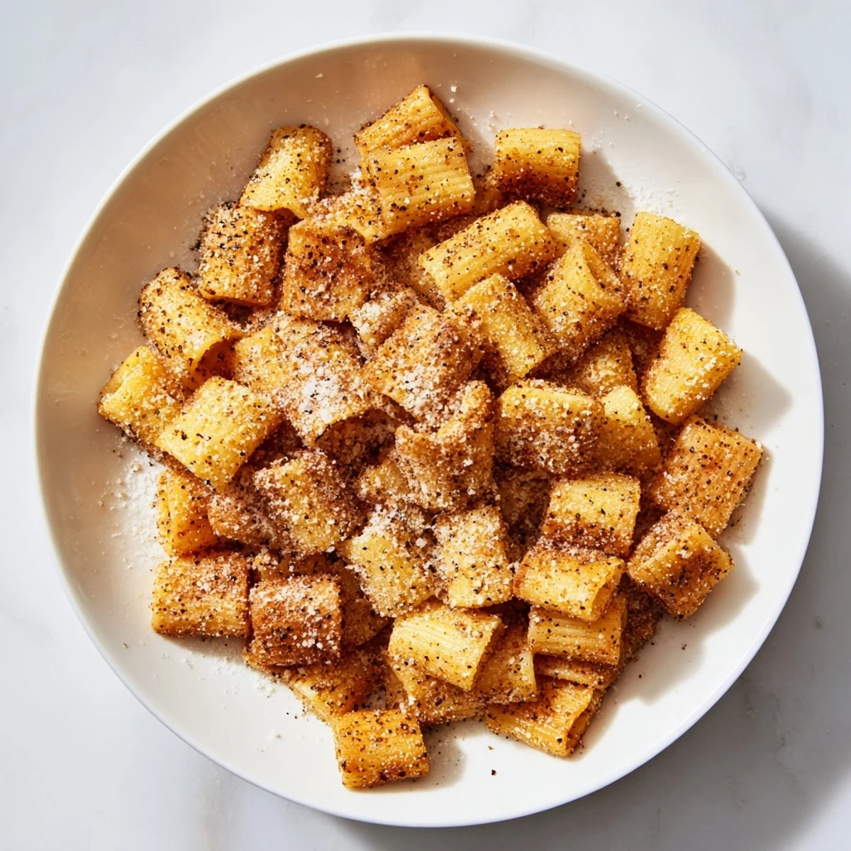 Imagine golden-brown Air Fryer Pasta Croutons, offering a delicious, savory crunch for every bite.