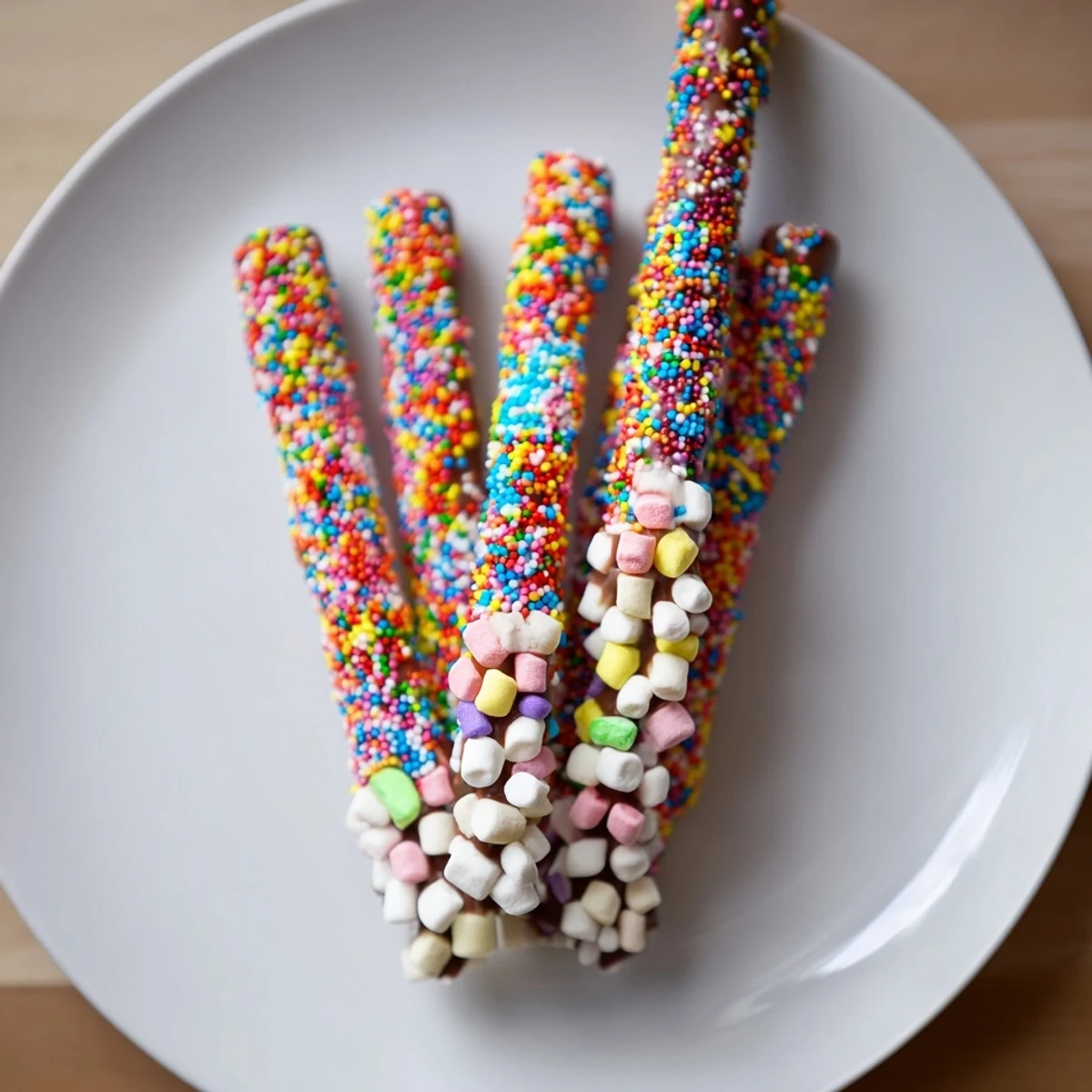 Explore the whimsical Magical Wand Candy Board, showcasing chocolate-dipped pretzel wands and vibrant candies.