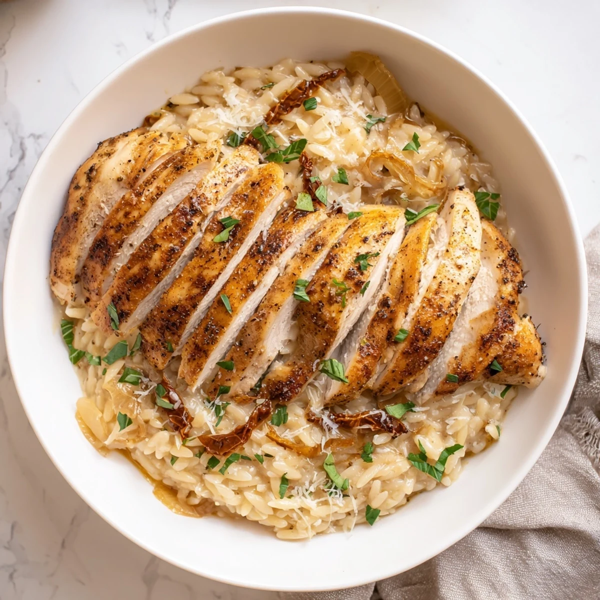 Marry Me Chicken Orzo, creamy and rich, features tender chicken with sun-dried tomatoes and parmesan in a one-pot delight.