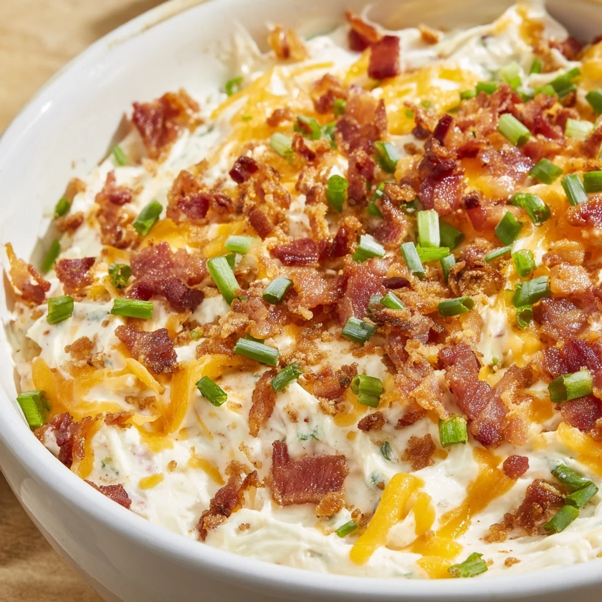 Melting cheddar and mozzarella in a baked cheesy bacon ranch dip, rich and savory, perfect for sharing.