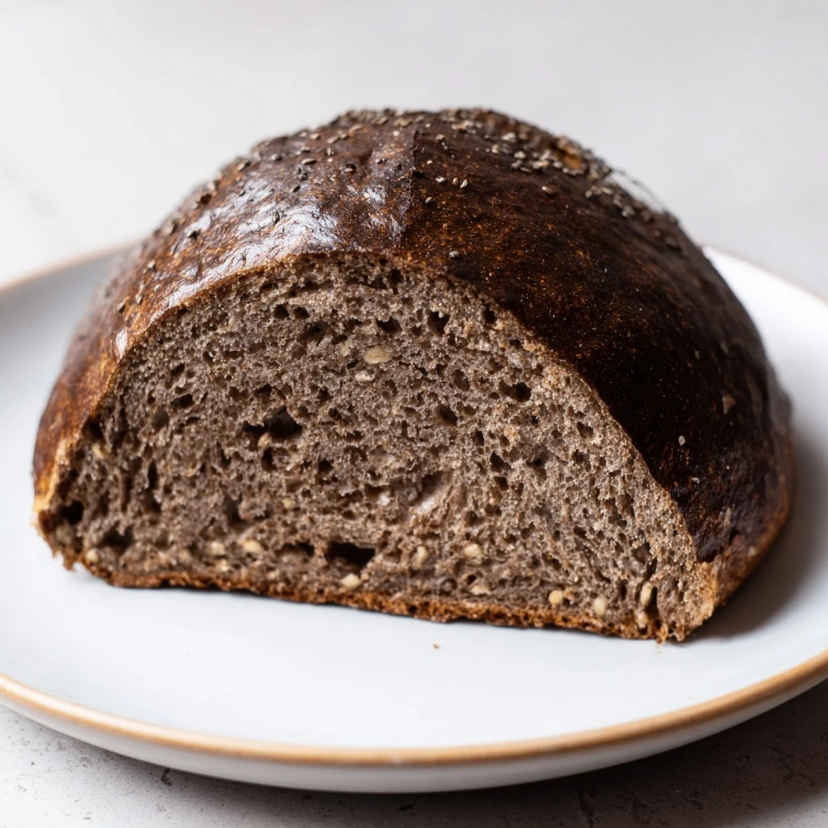 This dark rye Estonian Leib, a traditional sourdough bread, is perfect for serving with smoked fish.