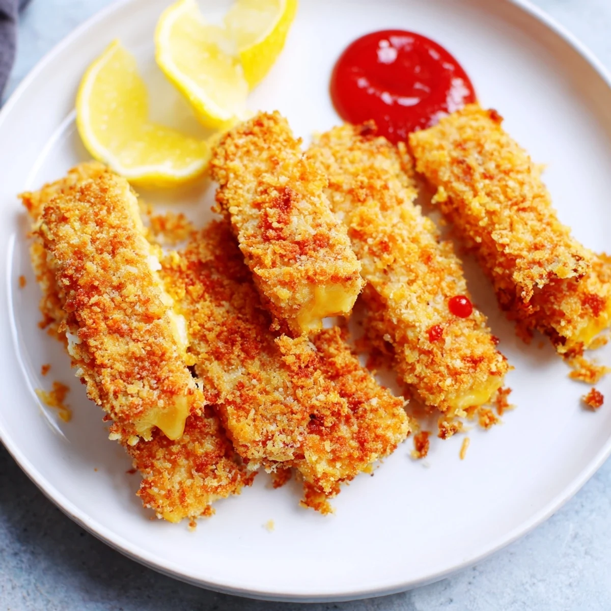 Golden, crispy panko halloumi, enticingly fried for a delicious appetizer, ready to serve with lemon.