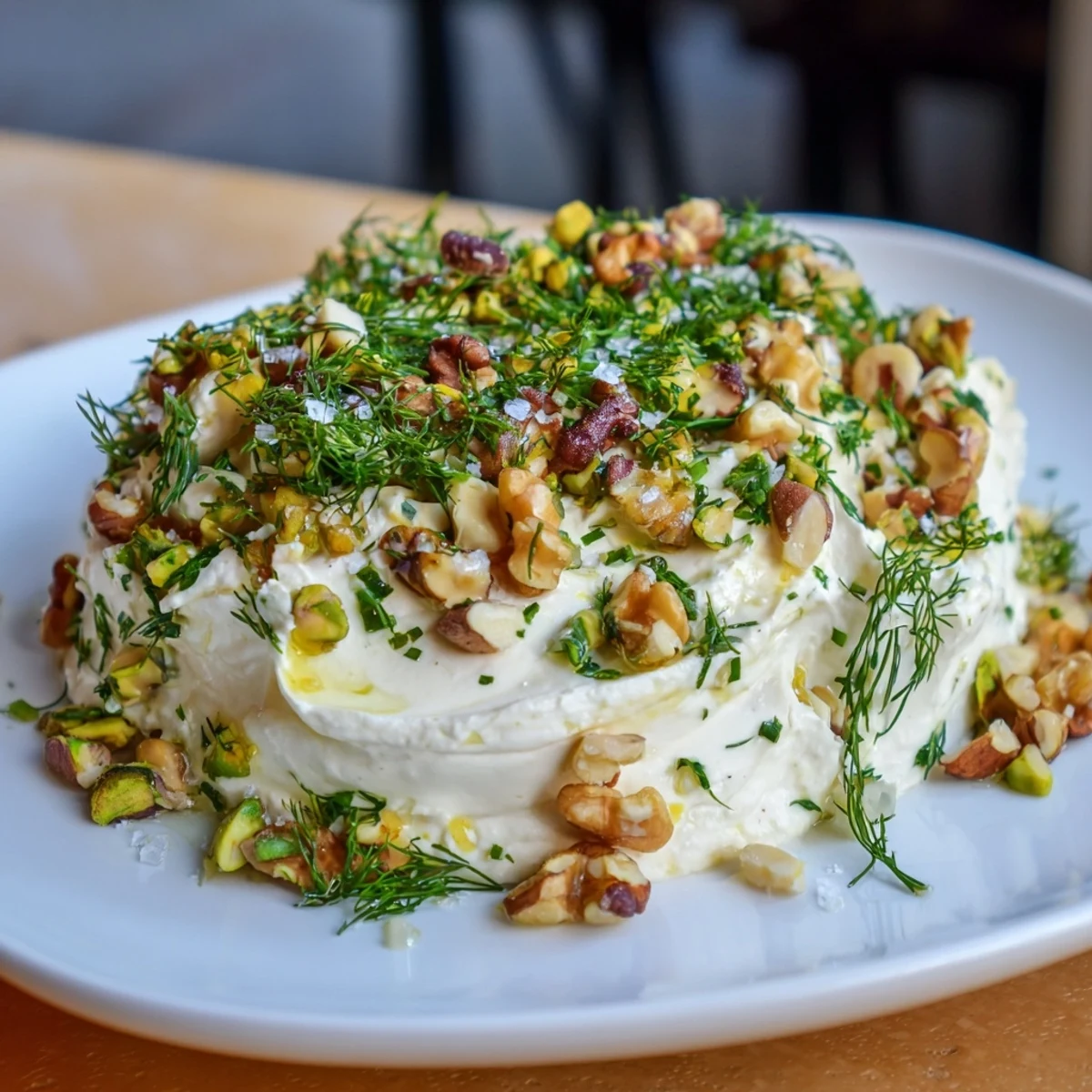 Honey drizzled over this vibrant flavored butter board charcuterie with crunchy nuts and fresh herbs creates a delightful appetizer.