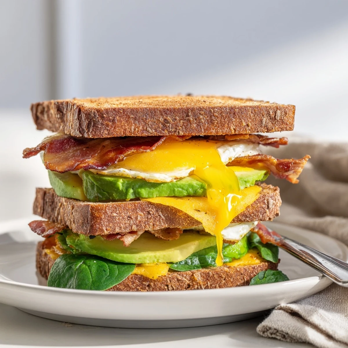 Loaded breakfast sandwich with avocado