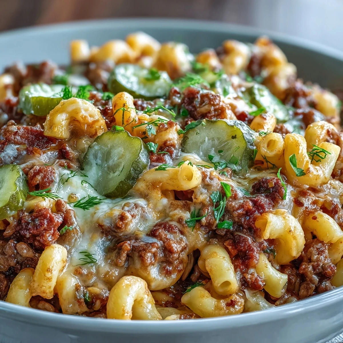 This One-Pan Cheeseburger Chili Mac steams with elbow macaroni and ground beef, flecked with onions and smoked paprika.