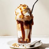 Indulgent Peanut Butter Bourbon Soda Float with fizzy cola and creamy vanilla ice cream.  