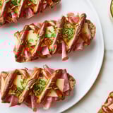 Golden pretzel lattice adorns this Lattice Window, ready to break, revealing savory layers beneath.