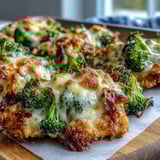 Sheet pan Ranch Chicken & Broccoli Melt served hot with bubbling cheese and crisp-tender vegetables for a family-friendly dinner.