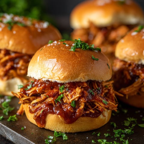 Three BBQ Pulled Chicken Sandwiches.