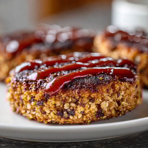 A plate of food with a sauce on top.