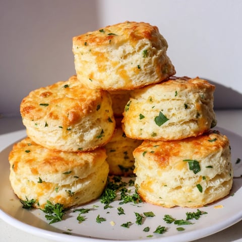 Golden, warm Cheesy Garlic Biscuits with Ricotta, fresh from the oven and ready to serve.