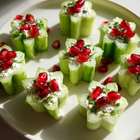Delicate snowflake cucumber cups, filled with creamy, tangy filling for this elegant Winter Salad.