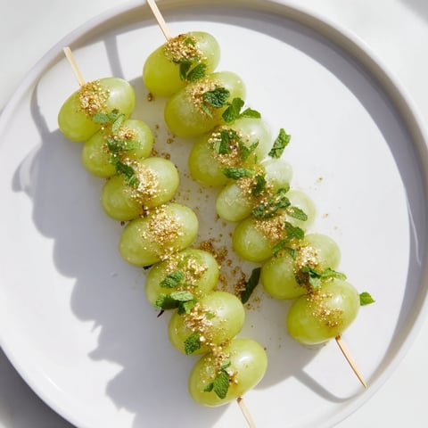 Vibrant Grapes of Luck skewers, each with 12 glistening green grapes for a New Year's treat.