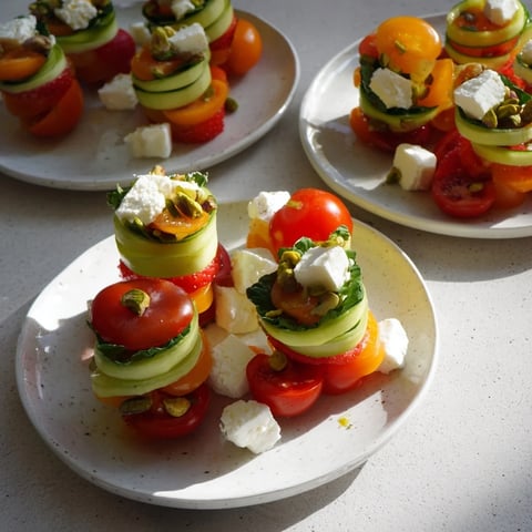 Vibrant The Hanging Gardens appetizer arrangement with fresh vegetables, goat cheese, and colorful dips.