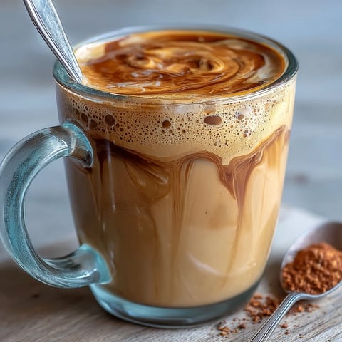 Creamy Hojicha Latte with Vanilla Extract steams in a clear glass mug, topped with delicate foam and a cinnamon stick garnish.