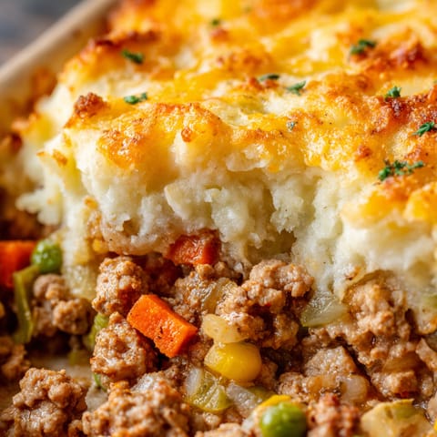 A savory shepherd's pie with ground turkey.