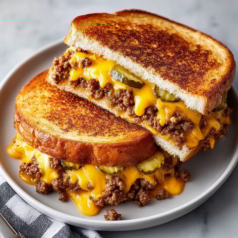 A sandwich with meat and cheese on a plate.