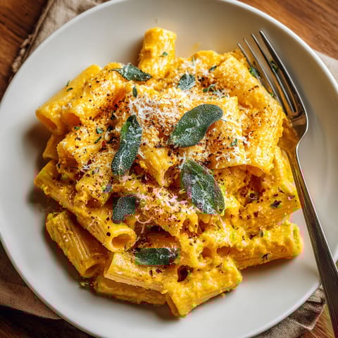 A plate of pasta with cheese and herbs.